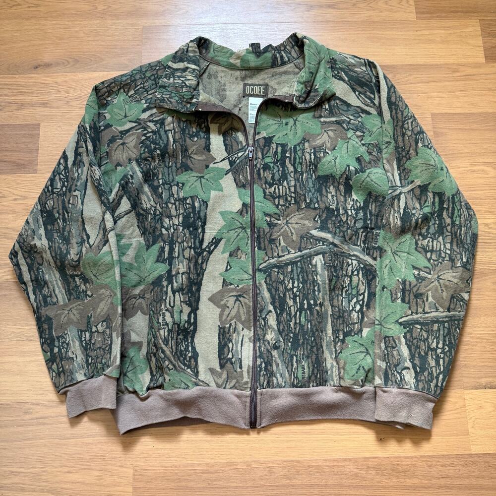 Men's Vintage Ocoee Trebark Com Camouflage Zip Up Jacket Sweatshirt Sz Medium